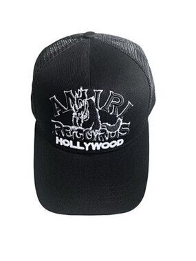 AMIRI Black and White Embroidered Logo Trucker Cap